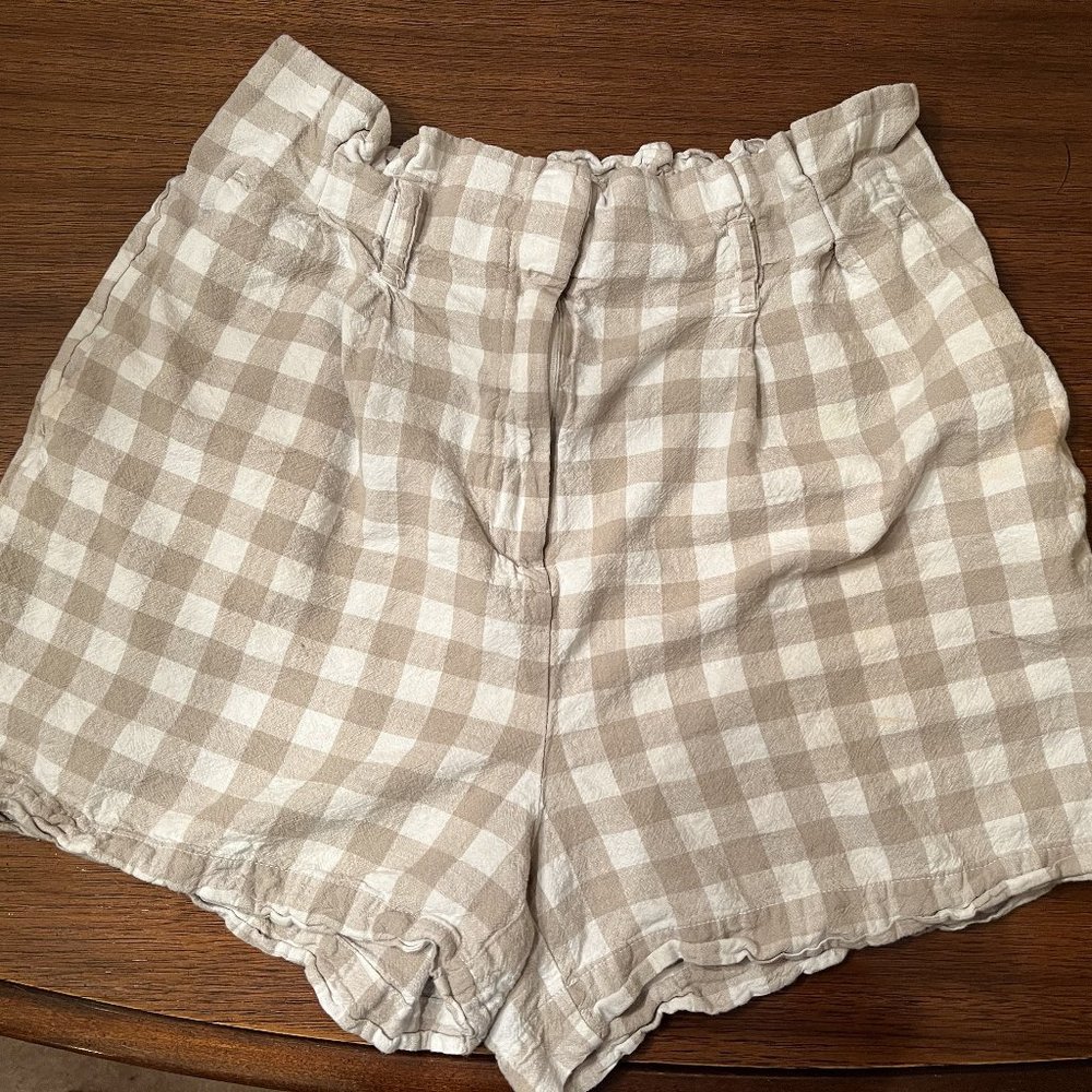 A New Day High Rise Paper Bag Gingham Shorts